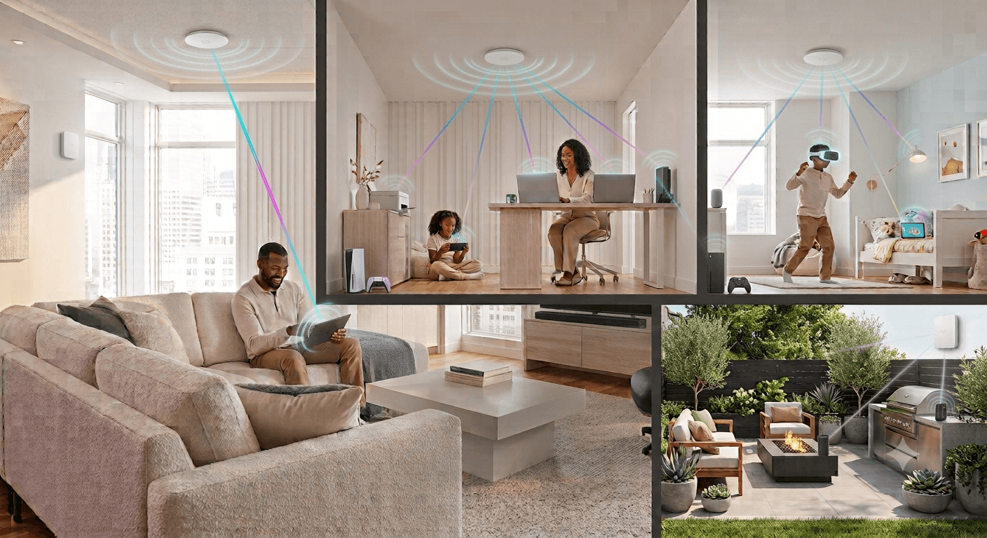 Whole-home mesh Wi-Fi coverage
