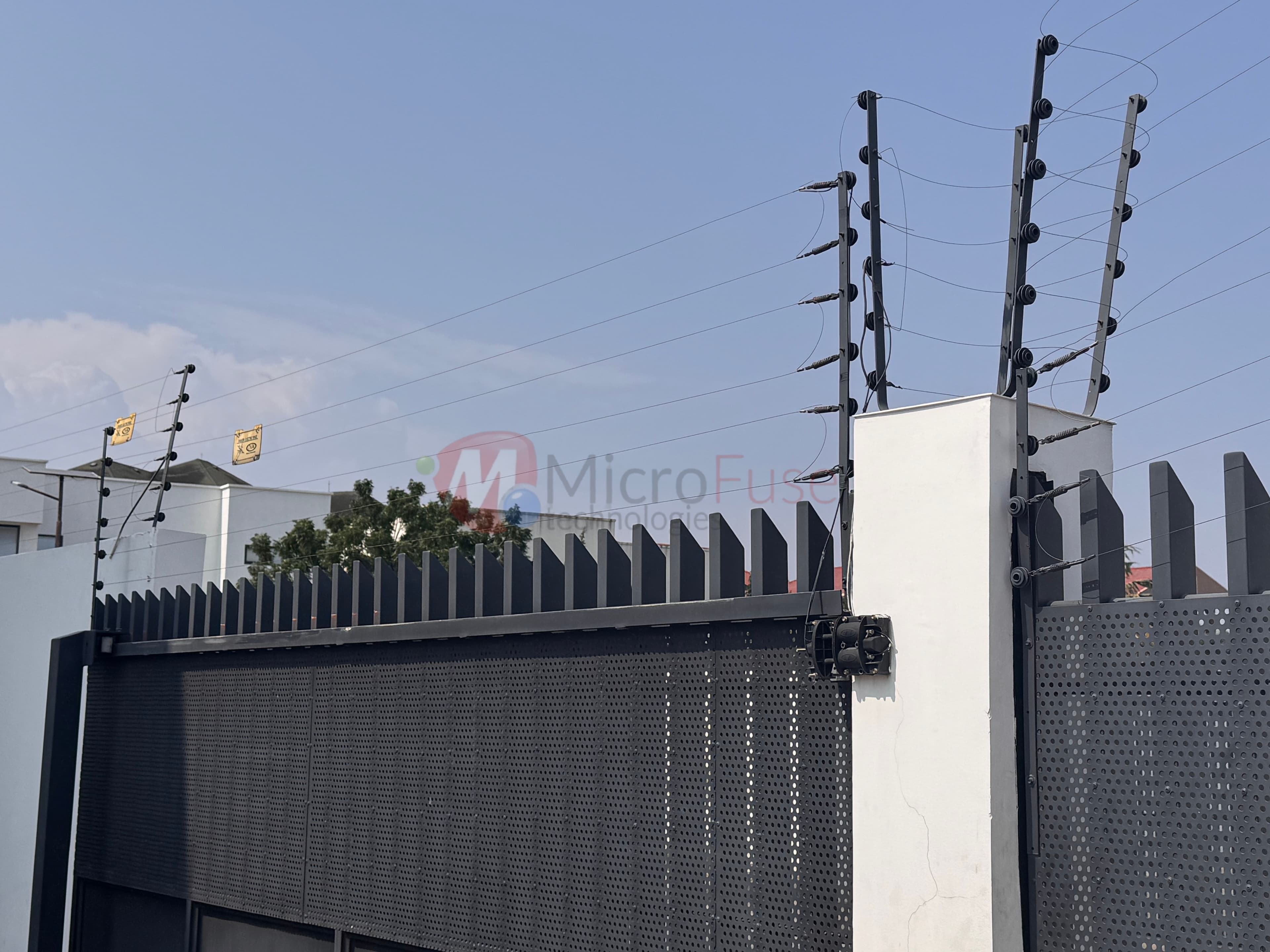 Electric perimeter fencing installation