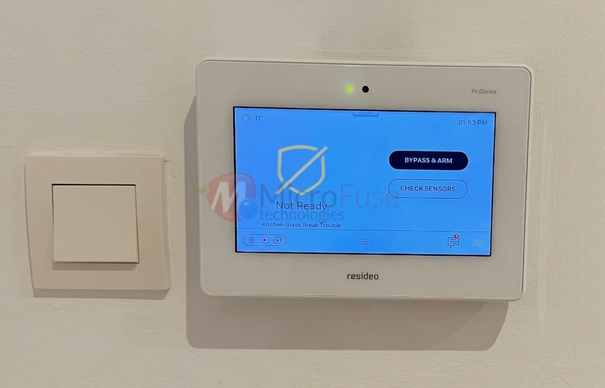 Resideo home security panel control display