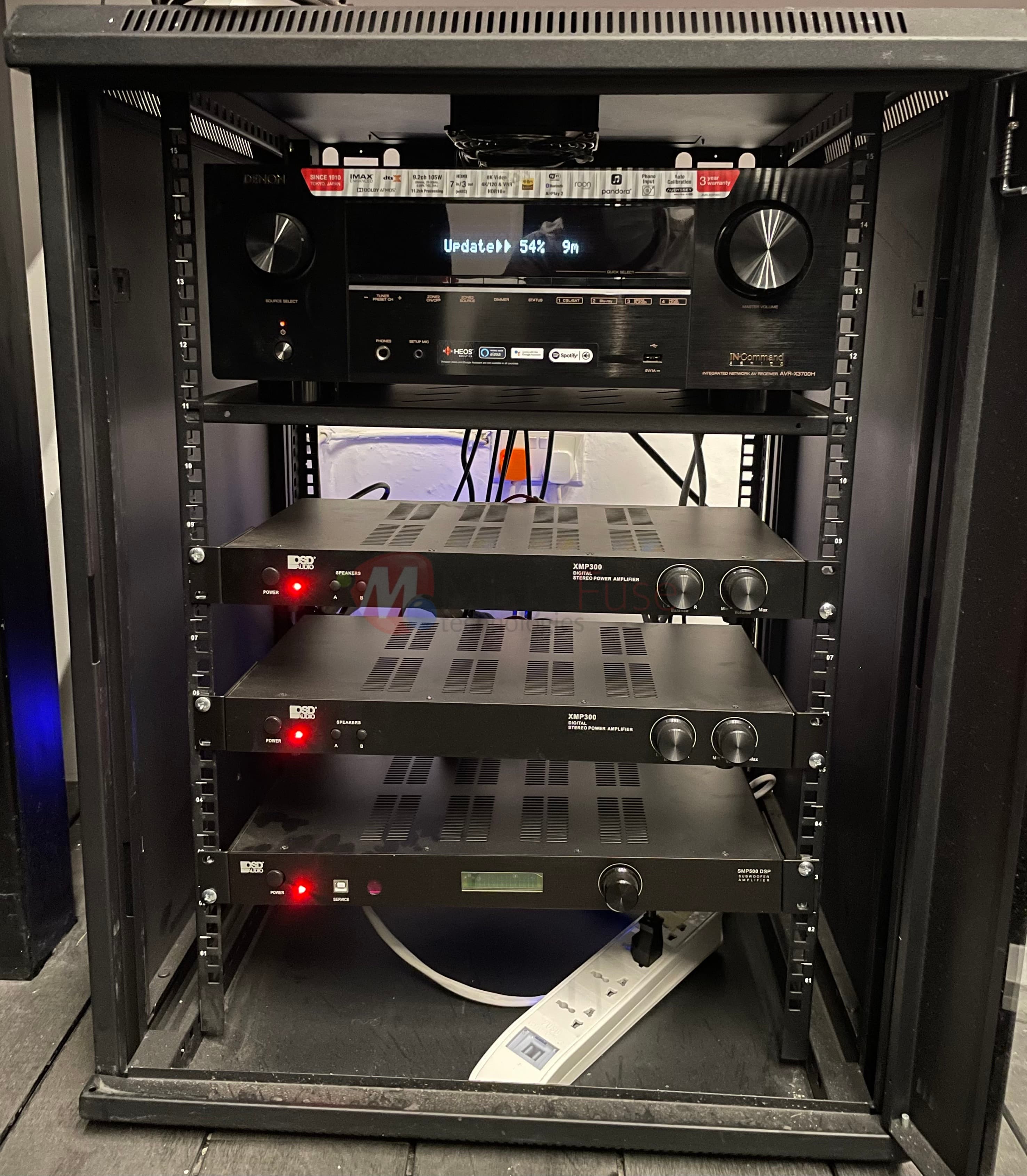 Multi-zone amplifier rack for whole-home audio