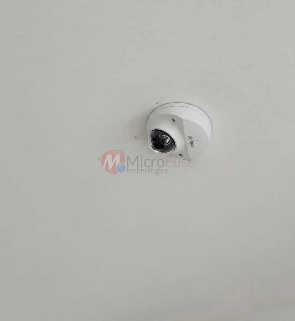 Dahua dome camera mounted on ceiling